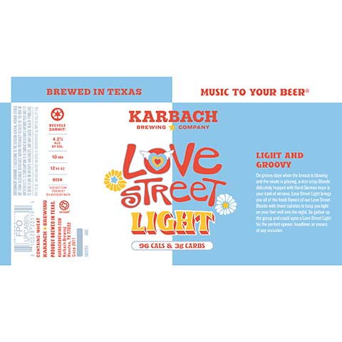 Karbach Love Street Light by Karbach Brewing Co, beer label