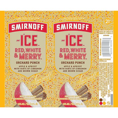 Smirnoff Ice Red, White & Merry Orchard Punch by Smirnoff, beer label