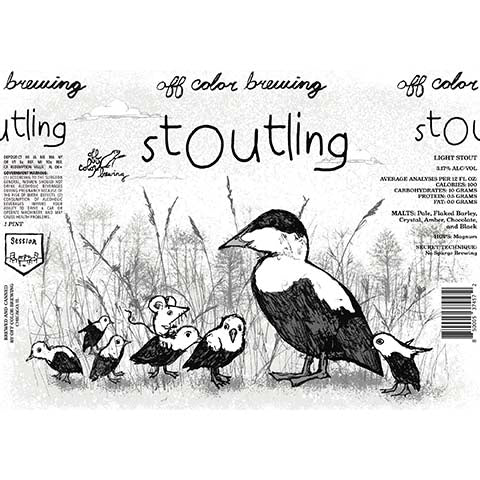 Off Color Stoutling Light Stout by Off Color Brewing, beer label