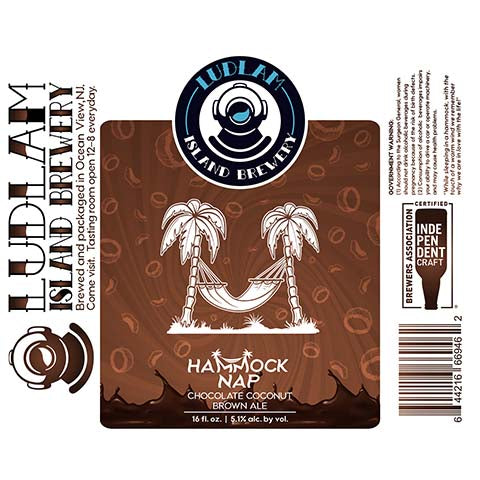 Ludlam Hammock Nap Brown Ale by Ludlam Island Brewery, beer label