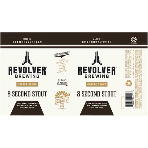 Revolver 8 Second Stout by Revolver Brewing, LLC, beer label