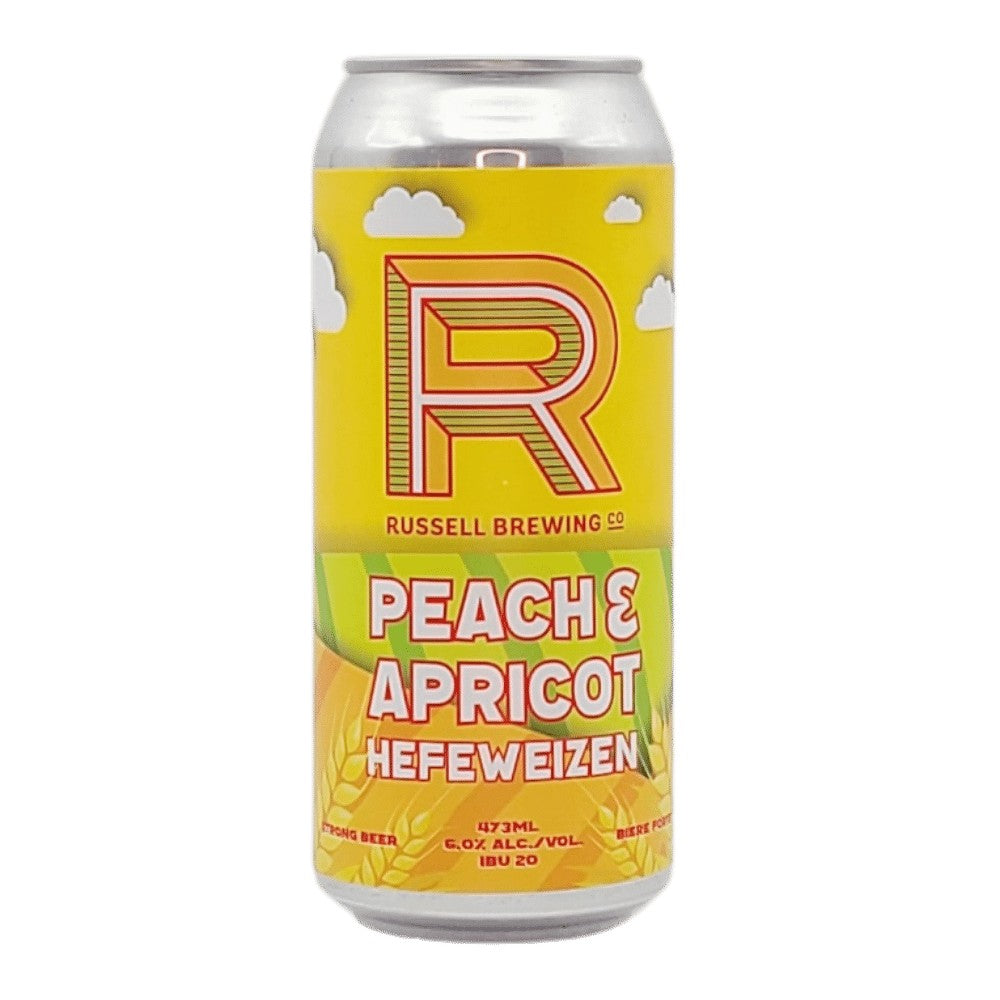 Peach & Apricot Hefeweizen by Russell Brewing, beer label