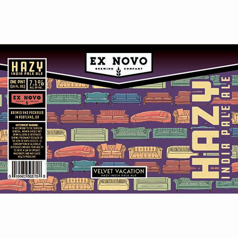 Ex Novo Velvet Vacation Hazy IPA by Ex Novo Brewing Co, beer label