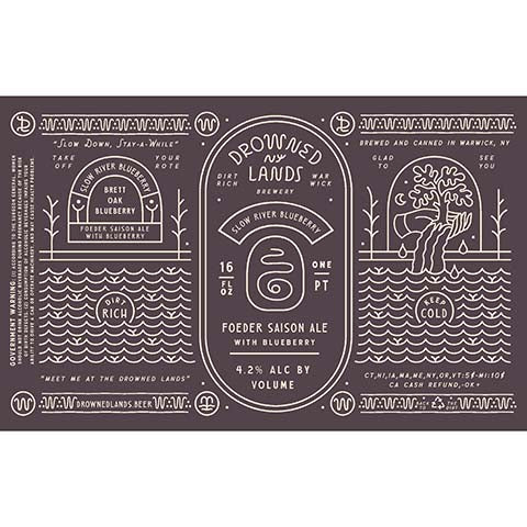 Drowned Lands Slow River Blueberry Foeder Saison Ale by The Drowned Lands Brewery, beer label