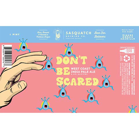 Sasquatch Don't Be Scared West Coast IPA by Sasquatch Brewery, beer label