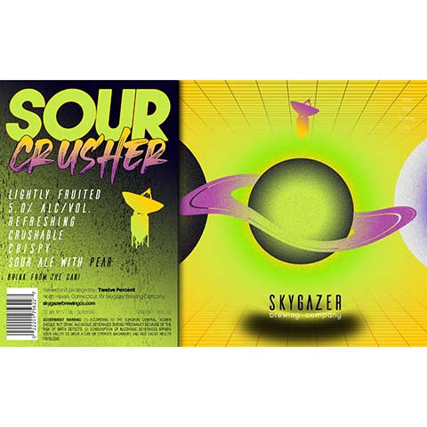 Skygazer Sour Crusher Pear Sour Ale by SKYGAZER Brewing Co, beer label