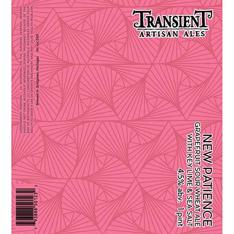 Transient Artisan Ales New Patience Grapefruit Sour by Transient Artisan Ales, beer label