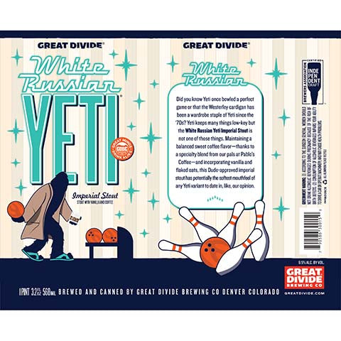 Great Divide White Russian Yeti Imperial Stout by Great Divide Brewing Co, beer label