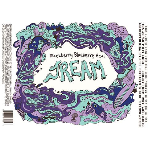 Burley Oak Blackberry Blueberry Acai JREAM Sour by Burley Oak Craft Brewery, beer label