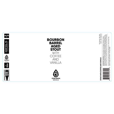 Ever Grain Bourbon Barrel Aged Stout With Coffee & Vanilla by Ever Grain Brewing Co, beer label