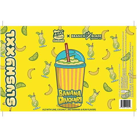 450 North/Branch Blade Banana Daiquiri Slushy XXL Sour Ale by 450 North Brewing Company, beer label