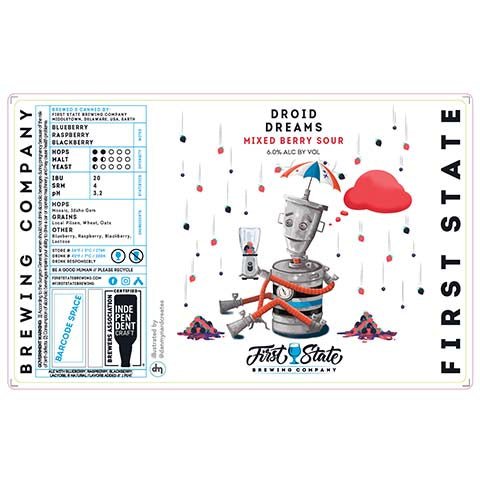 First State Droid Dreams: Mixed Berry Sour by First State Brewing company, beer label