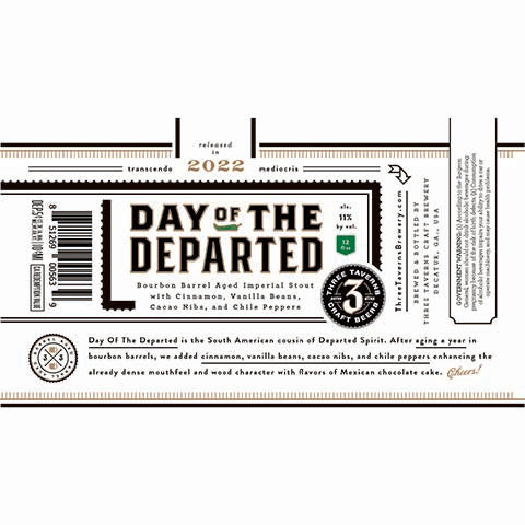 Three Taverns Day Of The Departed Imperial Stout by Three Taverns Craft Brewery, beer label