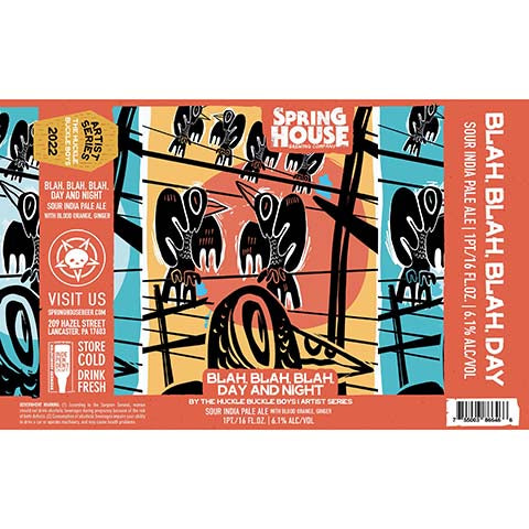 Spring House Blah, Blah, Blah, Day And Night Sour IPA by Spring House Brewery, beer label