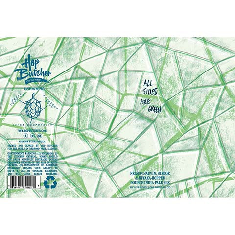 Hop Butcher All Sides Are Green DIPA by Hop Butcher For the World, beer label