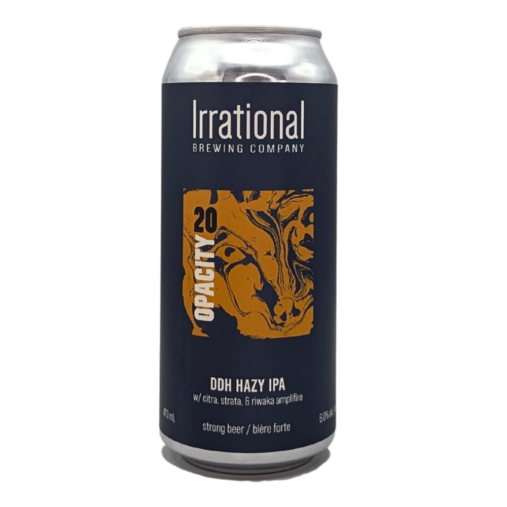 Exp. Opacity 20 DDH Hazy IPA by Irrational Brewing Company, beer label