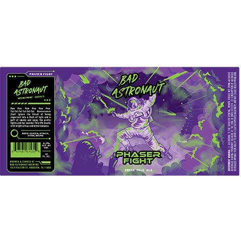 Bad Astronaut Phaser Fight IPA by Bad Astronaut Brewing, beer label