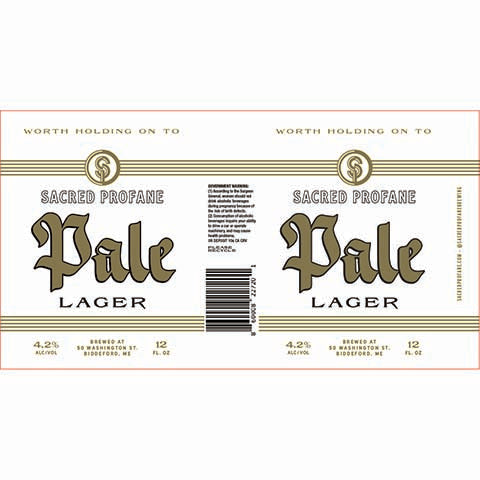 Sacred Profane Pale Lager by Sacred Profane Brewing, beer label