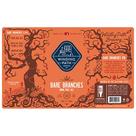 Winding Path Bare Branches IPA by Winding Path Brewing Co., beer label