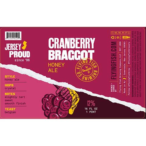 Flying Fish Cranberry Braggot Honey Ale by Flying Fish Brewing Co, beer label