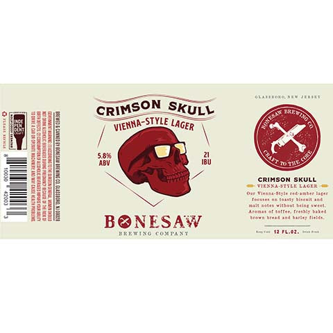 Bonesaw Crimson Skull Vienna-Style Lager by Bonesaw Brewing Co., beer label
