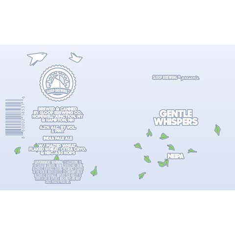 Sloop Gentle Whispers NEIPA by Sloop Brewing, beer label