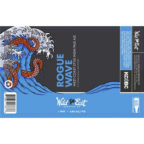 Rogue Wave West Coast-Style India Pale Ale by Wild East Brewing Co, beer label