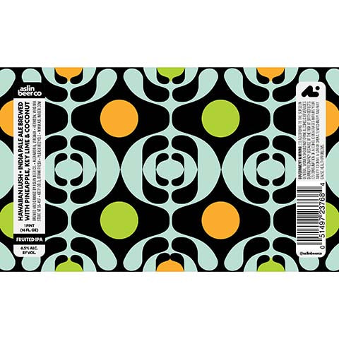 Aslin Hawaiian Lush IPA by Aslin Beer Company, beer label