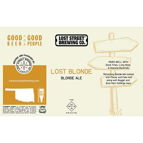 Lost Street Lost Blonde by Lost Street Brewing Co., beer label