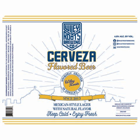Wiley Roots Cerveza Flavored Beer by Wiley Roots Brewing Co, beer label