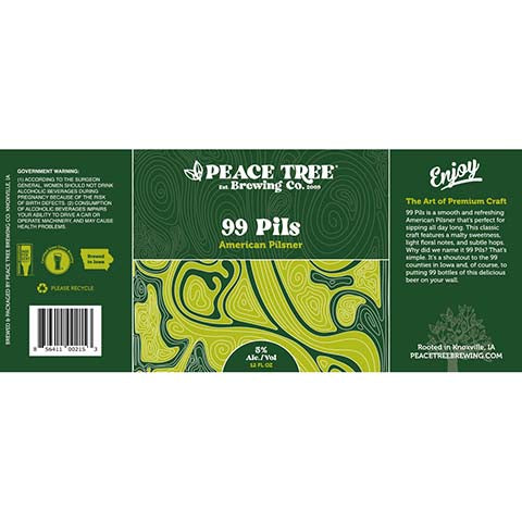 Peace Tree 99 Pils by Peace Tree Brewing Company, beer label