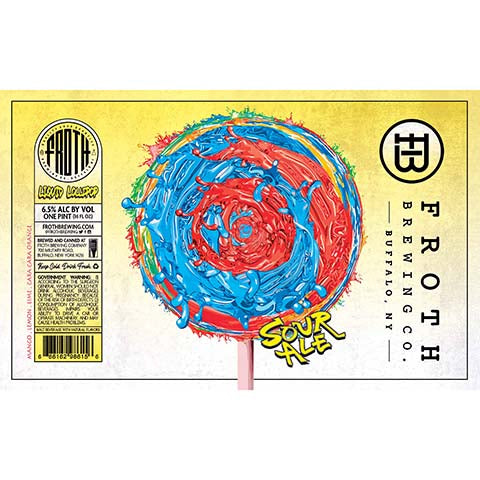 Froth Liquid Lollipop Sour Ale (Mango, Lemon, Lime, Cara Cara Orange) by Froth Craft Brewery, beer label