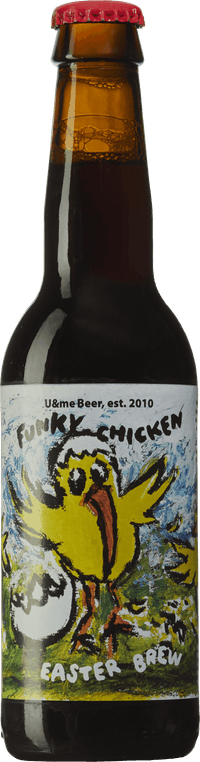 Funky Chicken Easter Brew by U and Me Beer, beer label