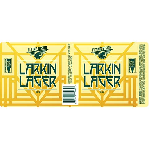 Flying Bison Larkin Lager by Flying Bison Brewing Co, beer label