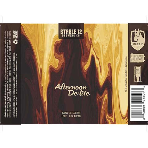 Stable 12 Afternoon De-lite Blonde Coffee Stout by Stable 12 Brewing Company, beer label