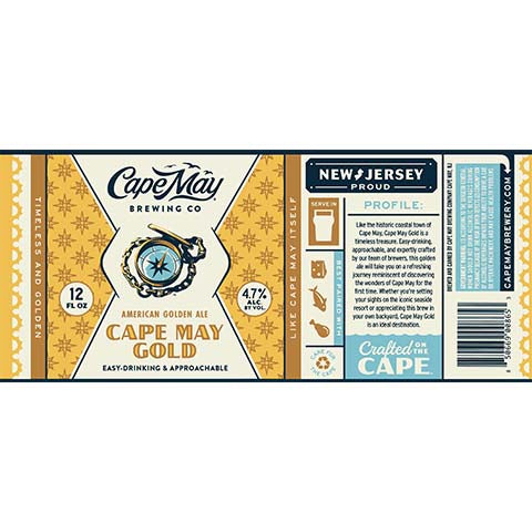 Cape May Gold Golden Ale by Cape May Brewing Company, beer label