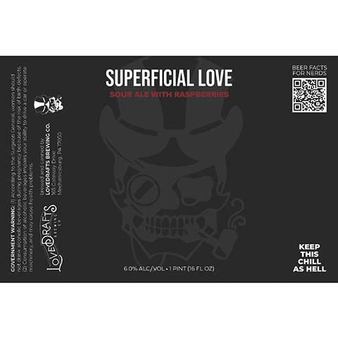 Lovedrafts Superficial Love Sour by Lovedrafts Brewing Co., beer label