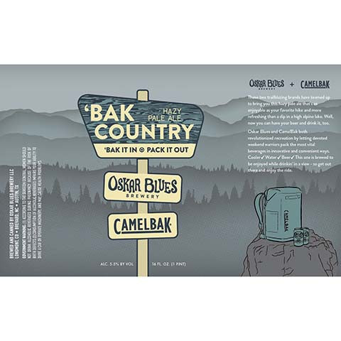 Oskar Blues 'Bak Country Hazy Pale Ale by Oskar Blues Brewery, beer label