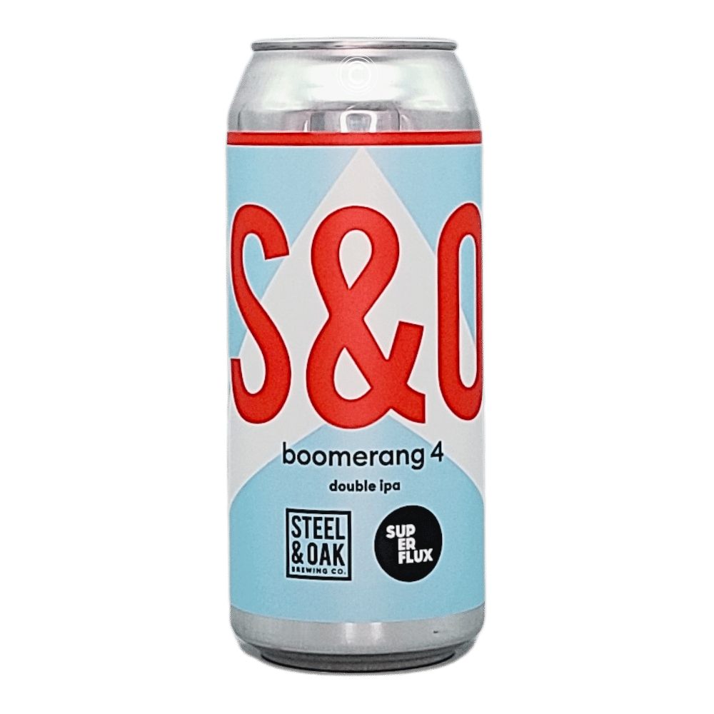 x Superflux Beer Company Boomerang 4 Hazy Double IPA by Steel & Oak Brewing Co., beer label