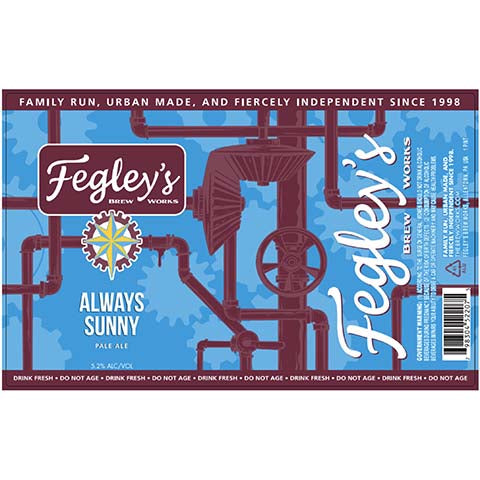 Always Sunny Pale Ale by Fegley's Brew Works, beer label