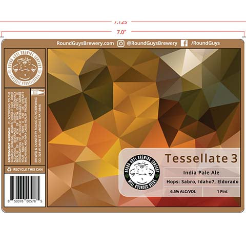 Round Guys Tessellate 3 IPA by Round Guys Brewing Co, beer label