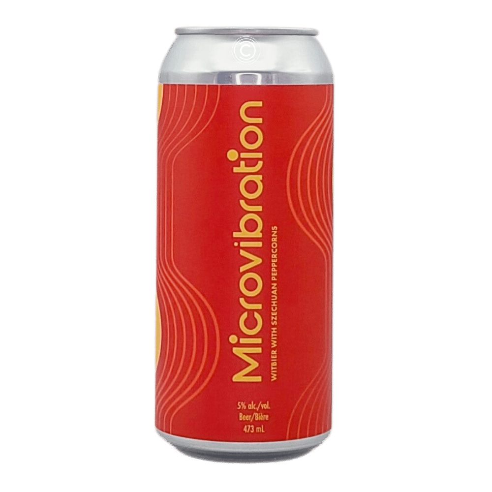 Microvibration Witbier with Szechuan Peppercorns by Cabin Brewing Company, beer label