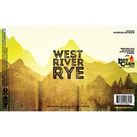 Lost Cabin West River Rye IPA by Lost Cabin Beer Co., beer label