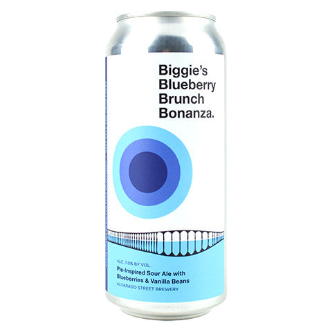 Alvarado Street Biggie's Blueberry Brunch Bonanza Imperial Sour with Blueberries & Vanilla Beans by Alvarado Street Brewery, beer label