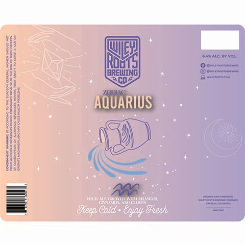 Wiley Roots Zodiac: Aquarius Sour Ale by Wiley Roots Brewing Co, beer label