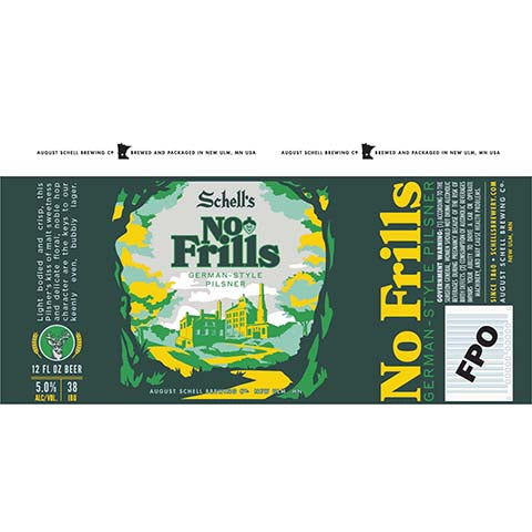 Schell's No Frills German-Style Pilsner by August Schell Brewing Co, beer label