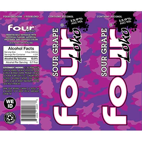 Four Loko Sour Grape by Four Brewing Company, beer label