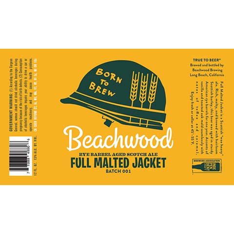 Beachwood Rye Barrel Aged Full Malted Jacket Scotch Ale by Beachwood Brewing, beer label