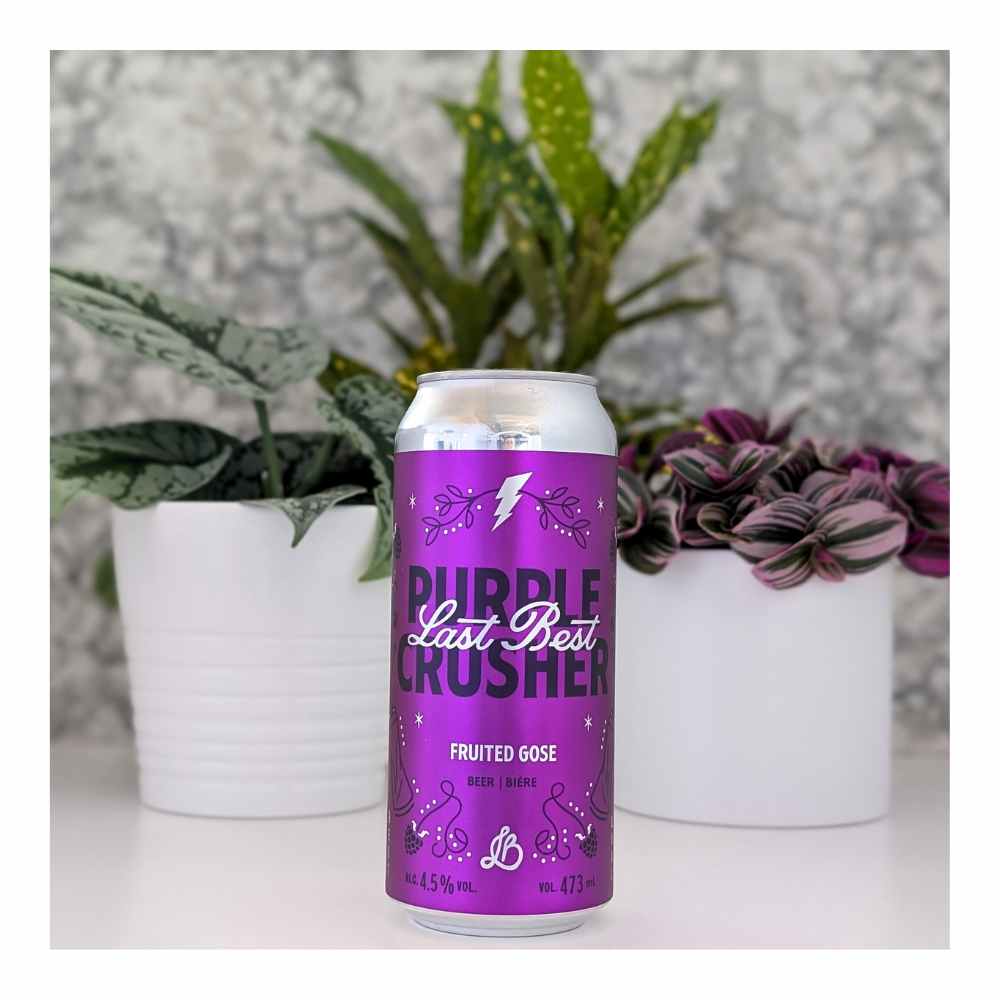 & Distilling Purple Crusher Fruited Gose by Last Best Brewing, beer label