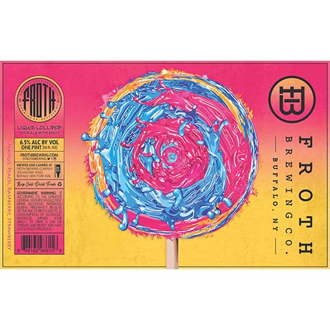 Froth Liquid Lollipop Sour Ale (Mango, Peach, Raspberry, Strawberry) by Froth Craft Brewery, beer label